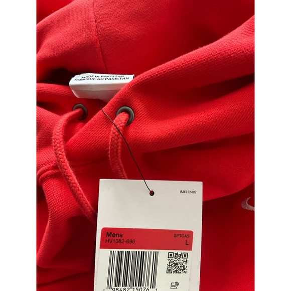 NIKE SOLO SWOOSH MEN'S Red PULLOVER HOODIE - Picture 8 of 12